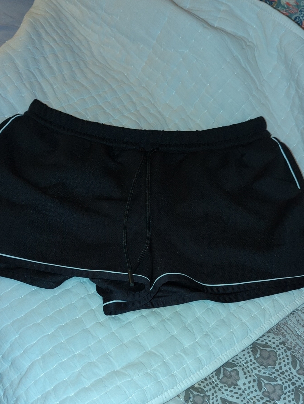 Avia Black Athletic Shorts with White Piping